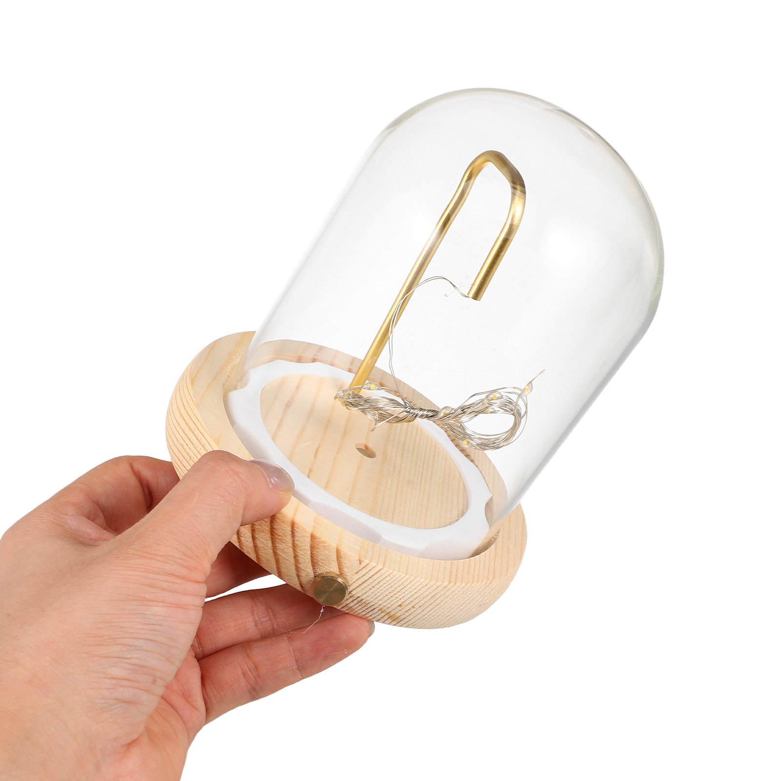 Plastic Dome Clear - Glass Cloche Display Dome with Wood